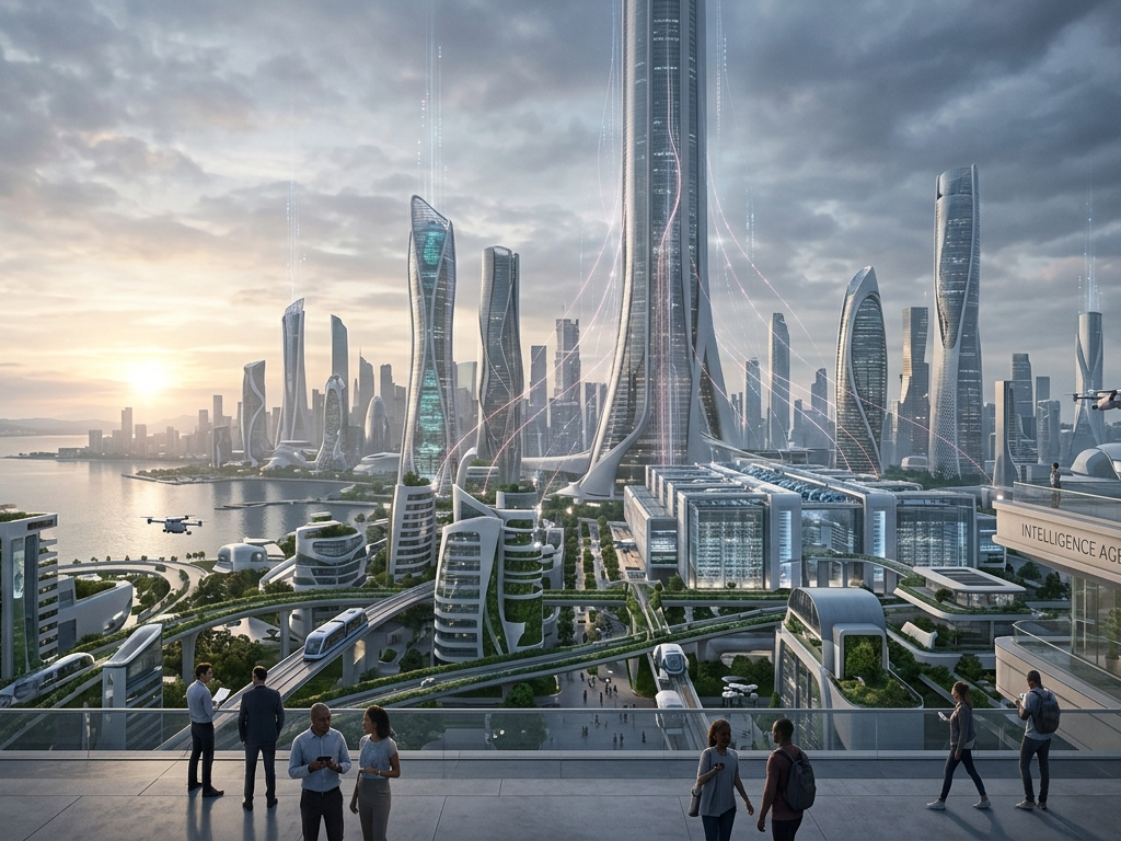 Future city powered by advanced AI infrastructure and large-scale compute systems
